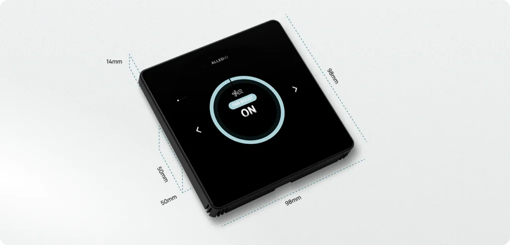 Dimenzije Alledio OEM Modbus sobnog regulatora