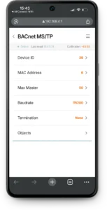 BACnet senzori - BACnet MSTP komunikacija