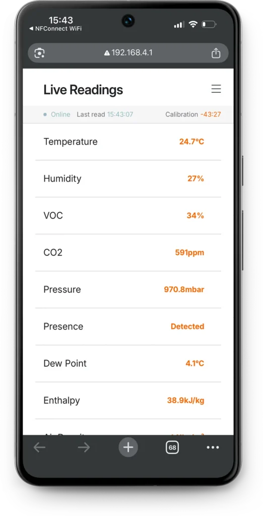 BACnet senzori - očitanja - Temperatura Vlažnost CO2 VOC Tlak Prisutnost