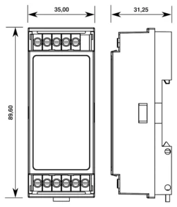 Alledio MX-EXT dimensions 35 × 89.6 × 31.25 mm – outline drawing