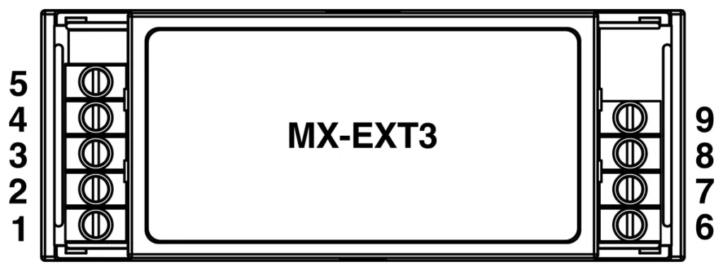 Alledio MX-EXT3 terminal layout 1–9