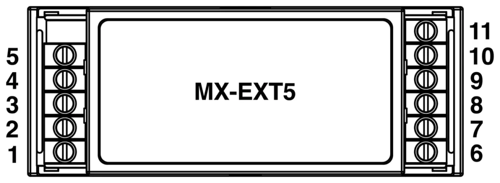 Alledio MX-EXT5 terminal layout 1–11
